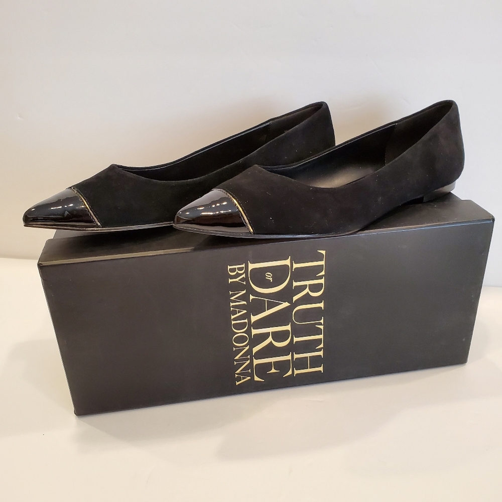 Truth or Dare Kulig Black Cap Toe Flats Shoes Size 5.5 Corpcore